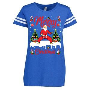 Karate Martial Art Lover Xmas Santa Playing Karate Christmas Enza Ladies Jersey Football T-Shirt