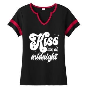 Kiss Me At Midnight Funny Happy New Years Eve Ladies Halftime Notch Neck Tee