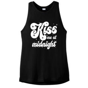 Kiss Me At Midnight Funny Happy New Years Eve Ladies PosiCharge Tri-Blend Wicking Tank