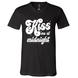 Kiss Me At Midnight Funny Happy New Years Eve V-Neck T-Shirt