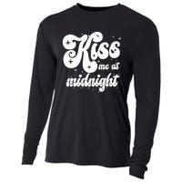 Kiss Me At Midnight Funny Happy New Years Eve Cooling Performance Long Sleeve Crew