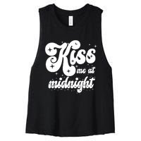 Kiss Me At Midnight Funny Happy New Years Eve Women's Racerback Cropped Tank