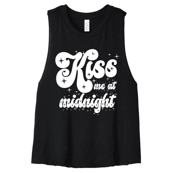 Kiss Me At Midnight Funny Happy New Years Eve Women's Racerback Cropped Tank