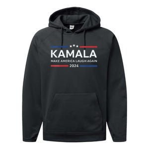 Kamala Make America Laugh Again American Flag 2024 Performance Fleece Hoodie