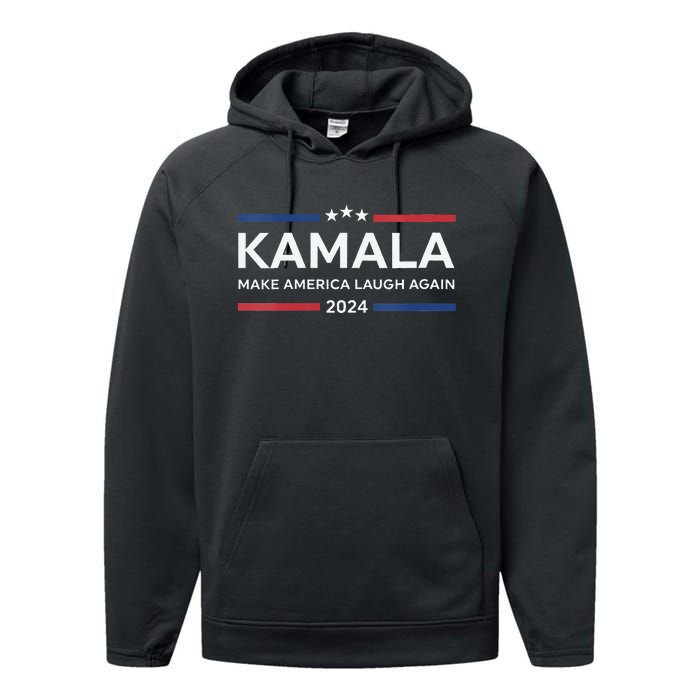 Kamala Make America Laugh Again American Flag 2024 Performance Fleece Hoodie