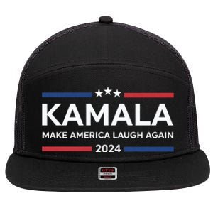 Kamala Make America Laugh Again American Flag 2024 7 Panel Mesh Trucker Snapback Hat