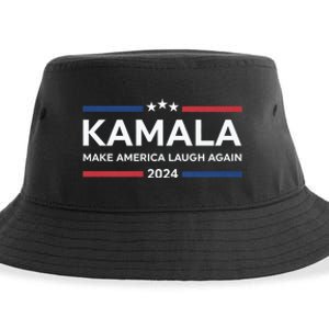 Kamala Make America Laugh Again American Flag 2024 Sustainable Bucket Hat