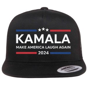 Kamala Make America Laugh Again American Flag 2024 Flat Bill Trucker Hat