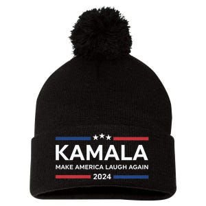 Kamala Make America Laugh Again American Flag 2024 Pom Pom 12in Knit Beanie