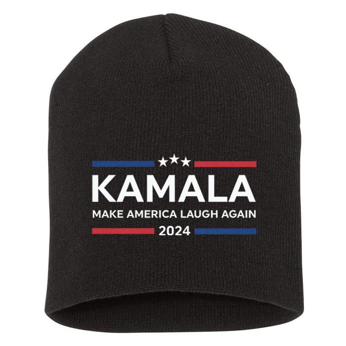 Kamala Make America Laugh Again American Flag 2024 Short Acrylic Beanie