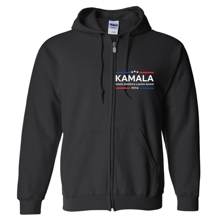 Kamala Make America Laugh Again American Flag 2024 Full Zip Hoodie