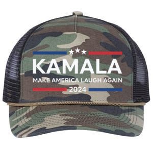 Kamala Make America Laugh Again American Flag 2024 Retro Rope Trucker Hat Cap