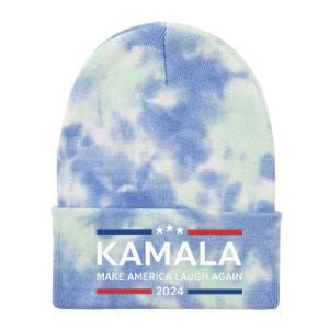 Kamala Make America Laugh Again American Flag 2024 Tie Dye 12in Knit Beanie