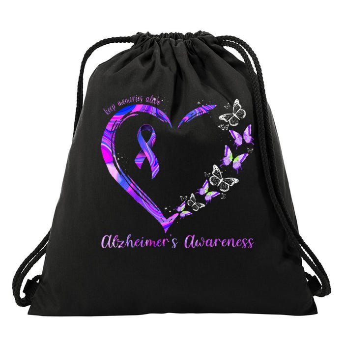 Keep Memories Alive AlzheimerS Awareness Drawstring Bag