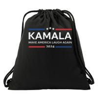 Kamala Make America Laugh Again American Flag 2024 Drawstring Bag