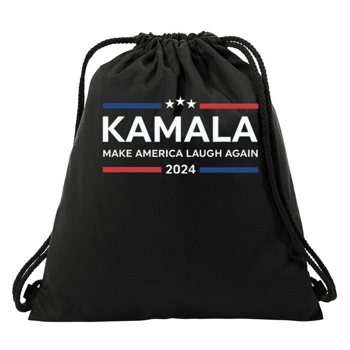 Kamala Make America Laugh Again American Flag 2024 Drawstring Bag