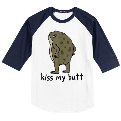 Kiss My Butt Green Frog Baseball Sleeve Shirt