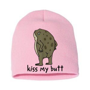 Kiss My Butt Green Frog Short Acrylic Beanie