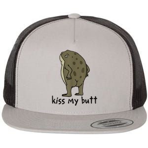 Kiss My Butt Green Frog Flat Bill Trucker Hat