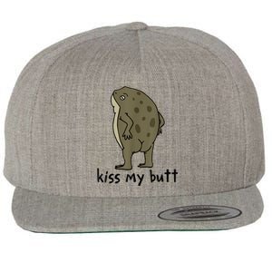 Kiss My Butt Green Frog Wool Snapback Cap