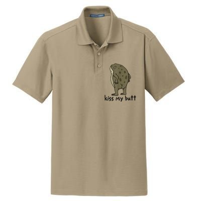 Kiss My Butt Green Frog Dry Zone Grid Polo