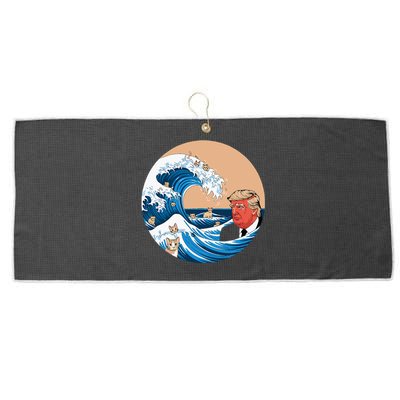 Kamala Merchandise Blue Cat Wave Trump Large Microfiber Waffle Golf Towel