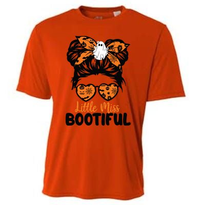 Kids Messy Bun Little Miss Bootiful Boo Halloween Costume Girls Cooling Performance Crew T-Shirt