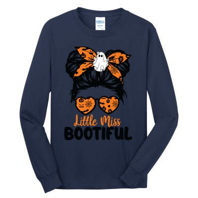 Kids Messy Bun Little Miss Bootiful Boo Halloween Costume Girls Tall Long Sleeve T-Shirt