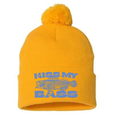 Kiss My Bass Vintage Fishing Pom Pom 12in Knit Beanie