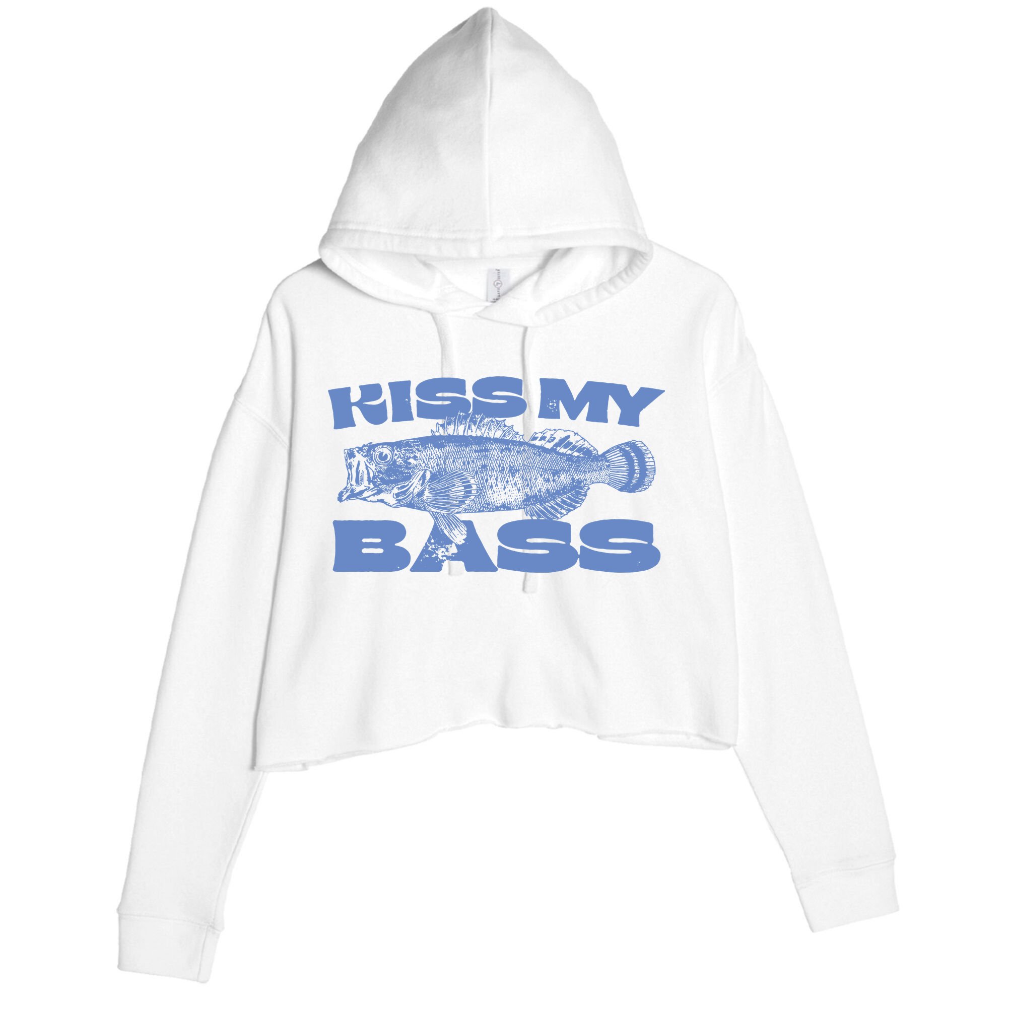 Kiss My Bass Vintage Fishing Crop Fleece Hoodie