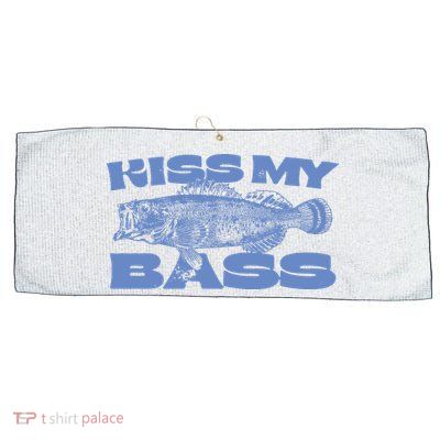 Kiss My Bass Vintage Fishing Large Microfiber Waffle Golf Towel