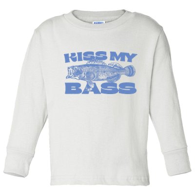 Kiss My Bass Vintage Fishing Toddler Long Sleeve Shirt
