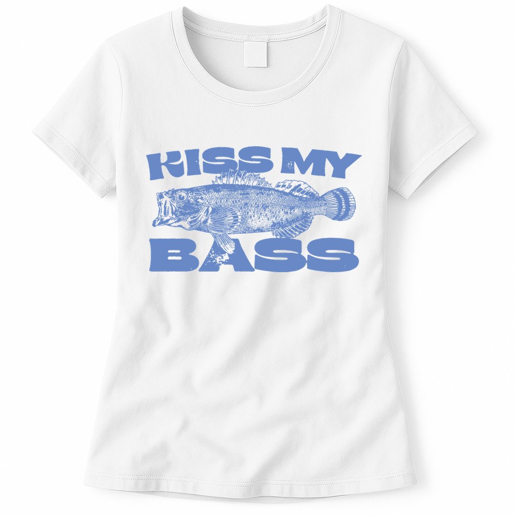 Kiss My Bass Vintage Fishing Womens T-Shirt