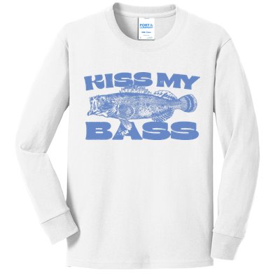 Kiss My Bass Vintage Fishing Kids Long Sleeve Shirt