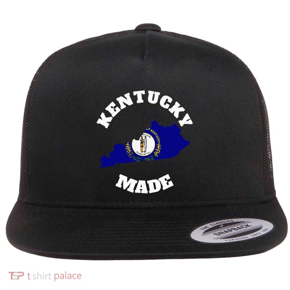 Kentucky Made Blue Kentucky Flag Kentucky State Pride Flat Bill Trucker Hat
