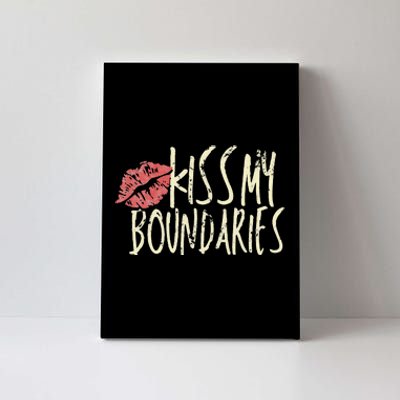 Kissing My Boundaries Red Lips White Quote Canvas