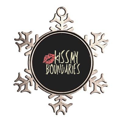 Kissing My Boundaries Red Lips White Quote Metallic Star Ornament