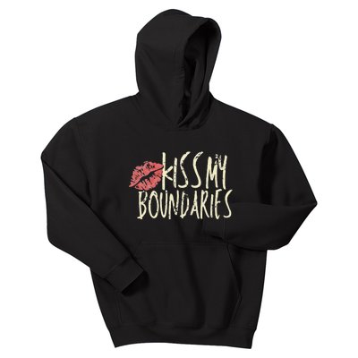 Kissing My Boundaries Red Lips White Quote Kids Hoodie