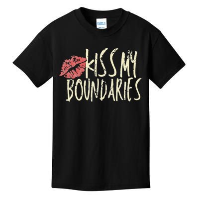 Kissing My Boundaries Red Lips White Quote Kids T-Shirt