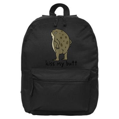 Kiss My Butt Funny Frog 16 in Basic Backpack