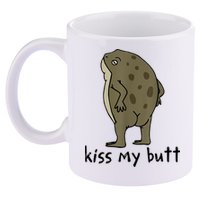 Kiss My Butt Funny Frog 11oz C Handle Ceramic Mug