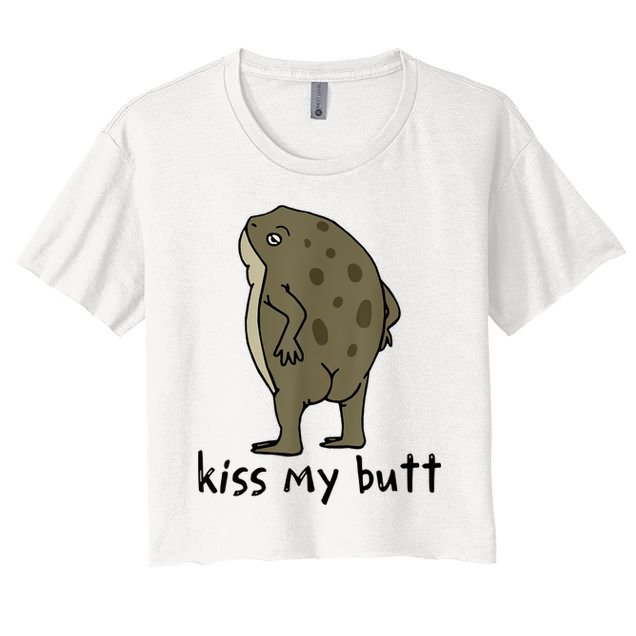 Kiss My Butt Funny Frog Crop Top