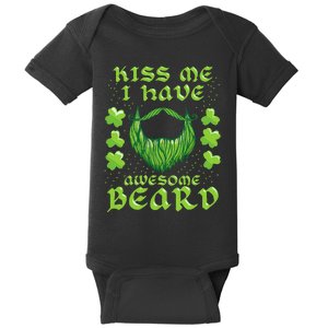 Kiss Me Beard St Patricks Day As, Dad And Daddy Gifts Baby Bodysuit