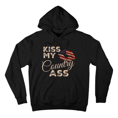 Kiss My Country Ass Patriotic Grunge Flag Lips Hoodie