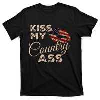 Kiss My Country Ass Patriotic Grunge Flag Lips T-Shirt