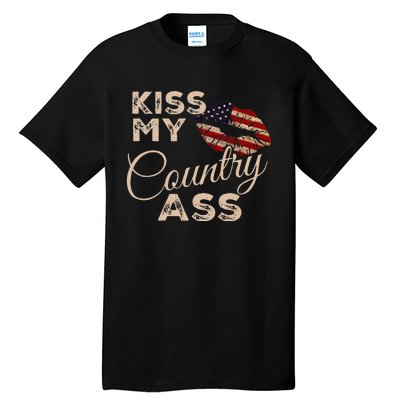 Kiss My Country Ass Patriotic Grunge Flag Lips Tall T-Shirt