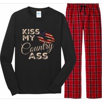 Kiss My Country Ass Patriotic Grunge Flag Lips Long Sleeve Pajama Set