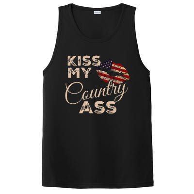 Kiss My Country Ass Patriotic Grunge Flag Lips PosiCharge Competitor Tank