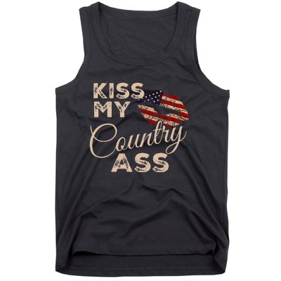 Kiss My Country Ass Patriotic Grunge Flag Lips Tank Top