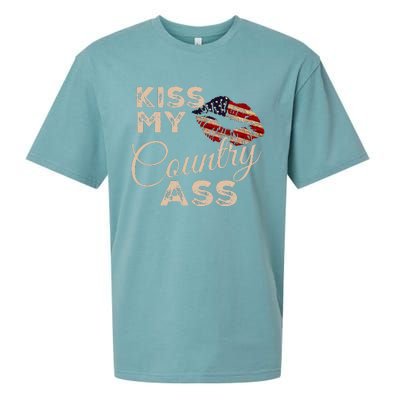 Kiss My Country Ass Patriotic Grunge Flag Lips Sueded Cloud Jersey T-Shirt